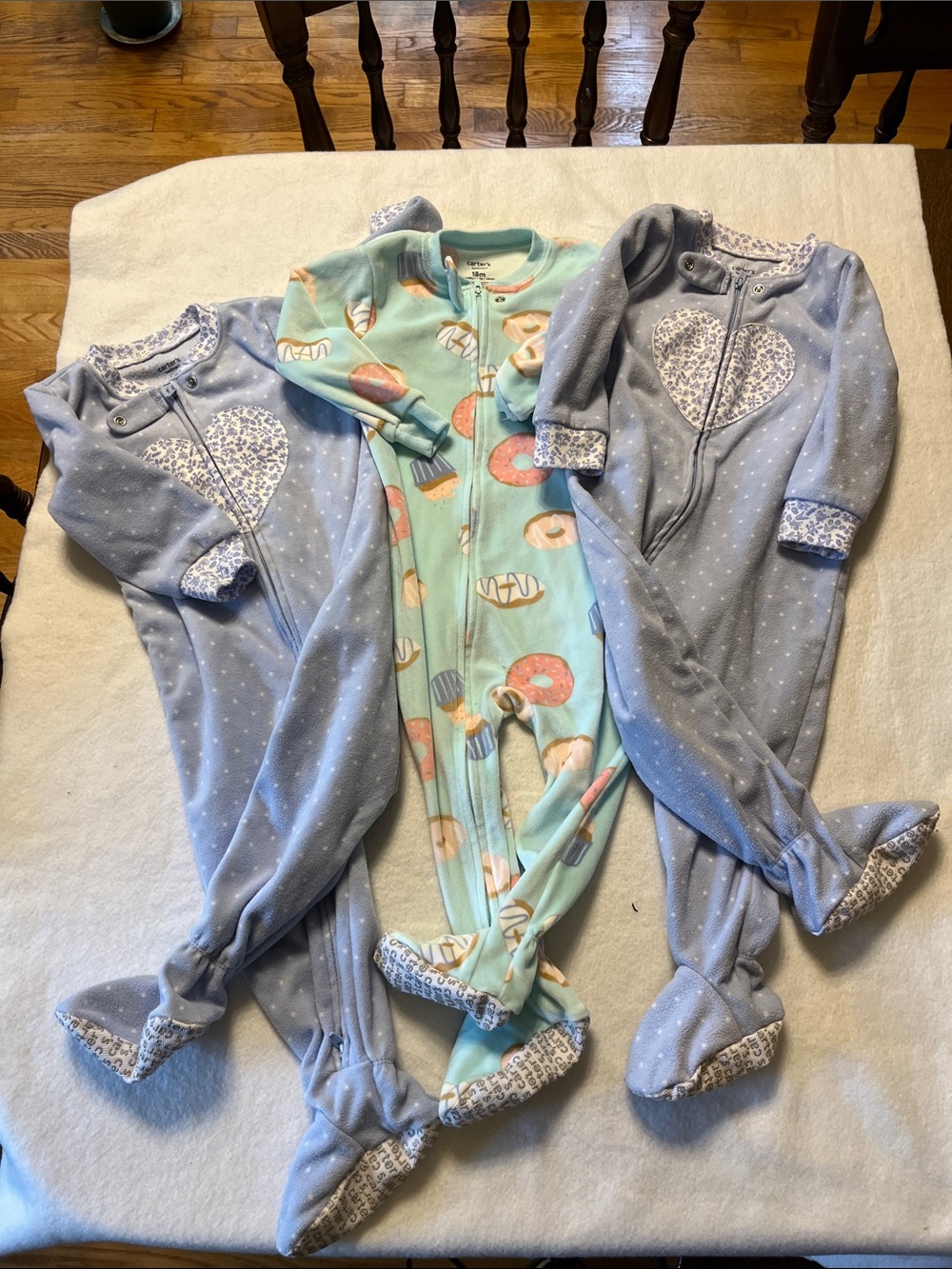 Carter's Blue & Mint Footed Pajama Set - 3 Pack